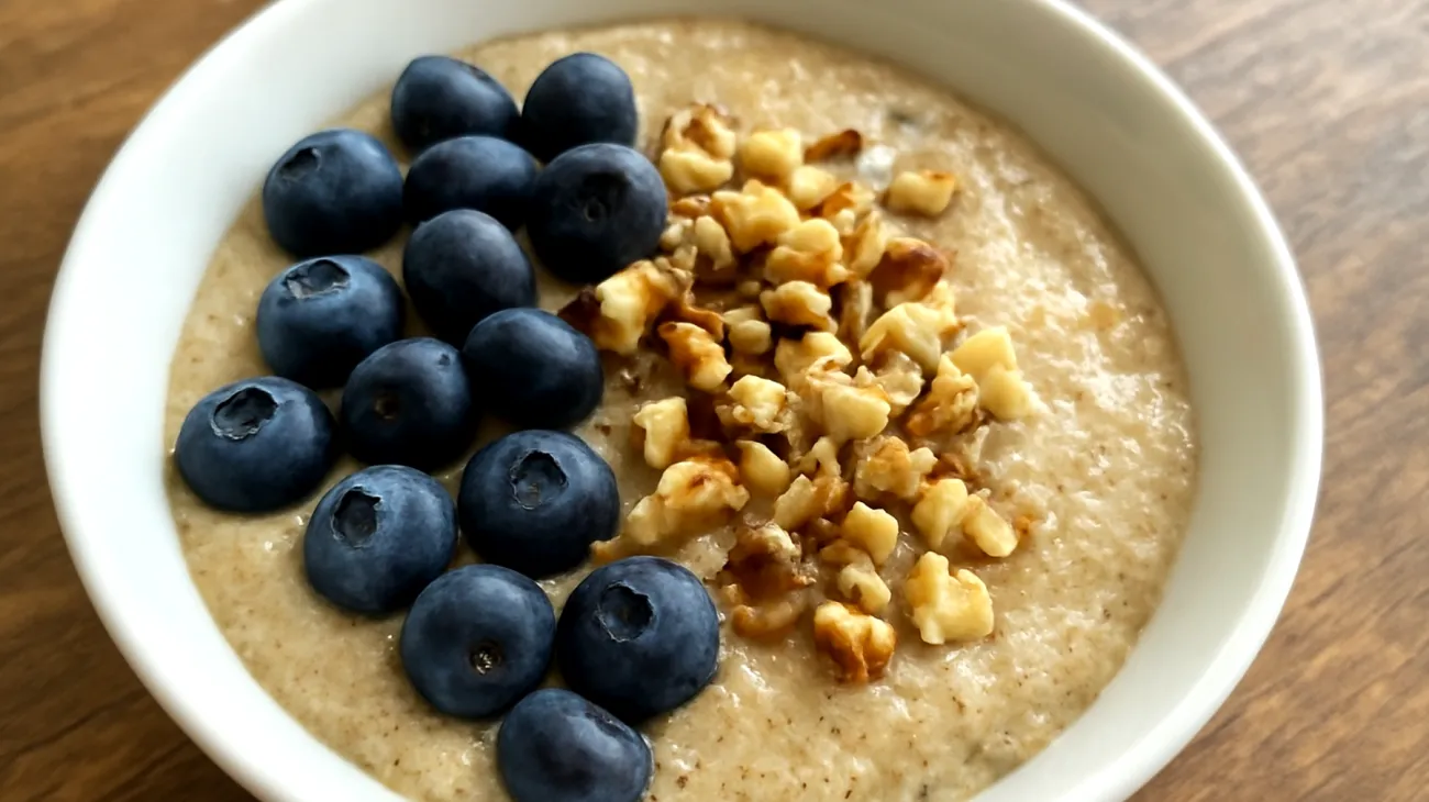 Amaranth-Porridge mit Walnüssen und Blaubeeren"