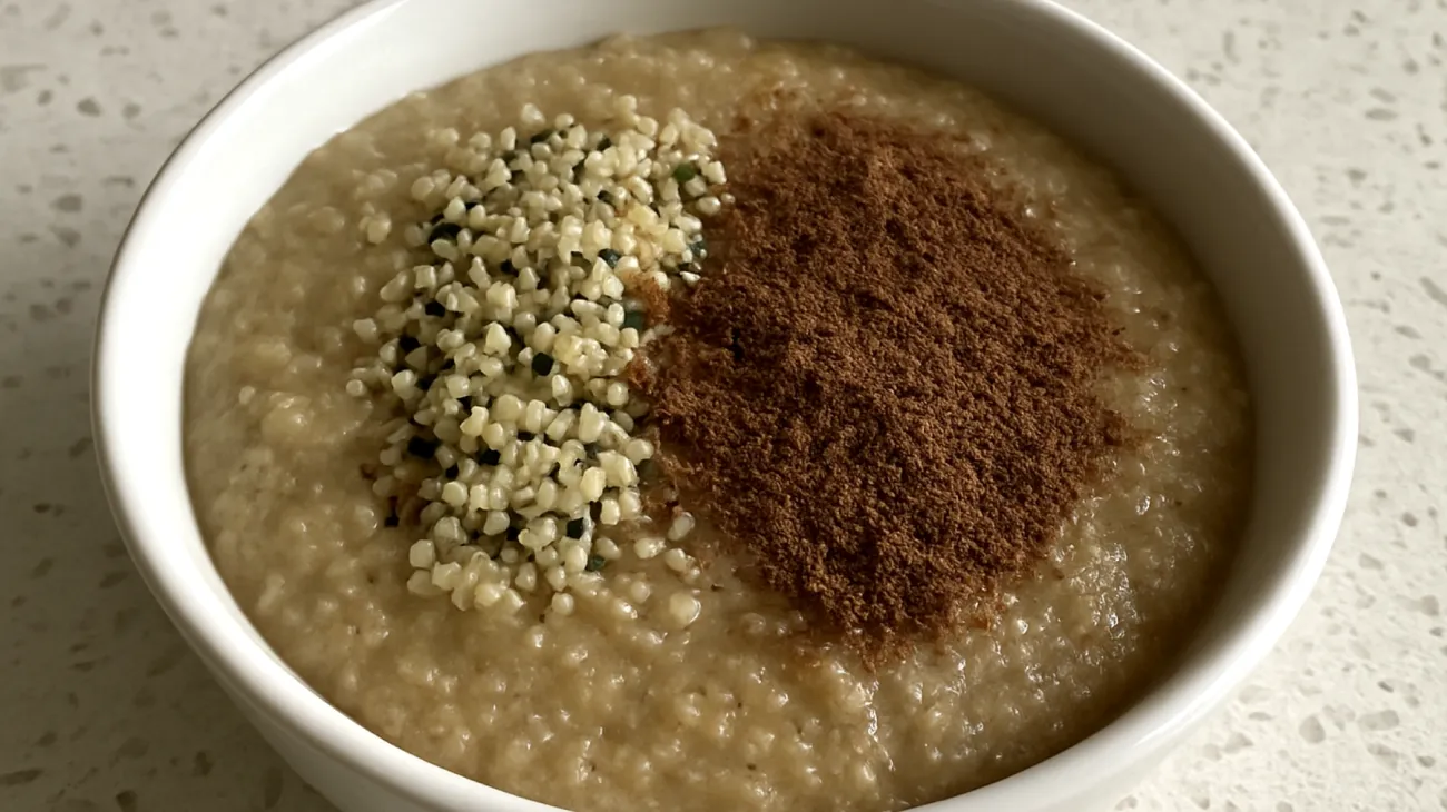 Amaranth-Quinoa-Pudding mit Hanfsamen und Kakao"