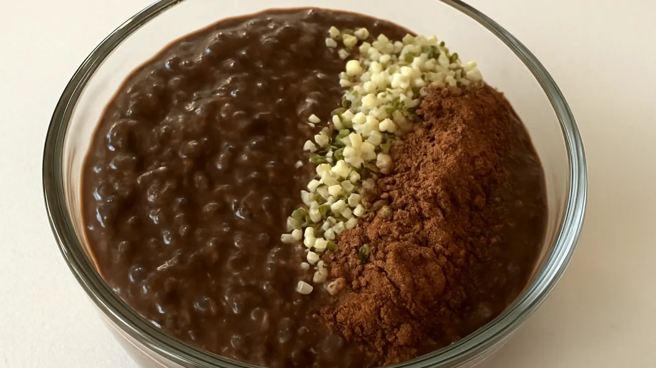 Chia-Pudding mit Hanfsamen und Kakao"