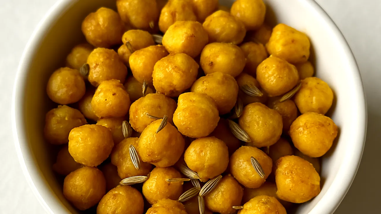 Geröstete Kichererbsen mit Fenchelsamen und Kurkuma"