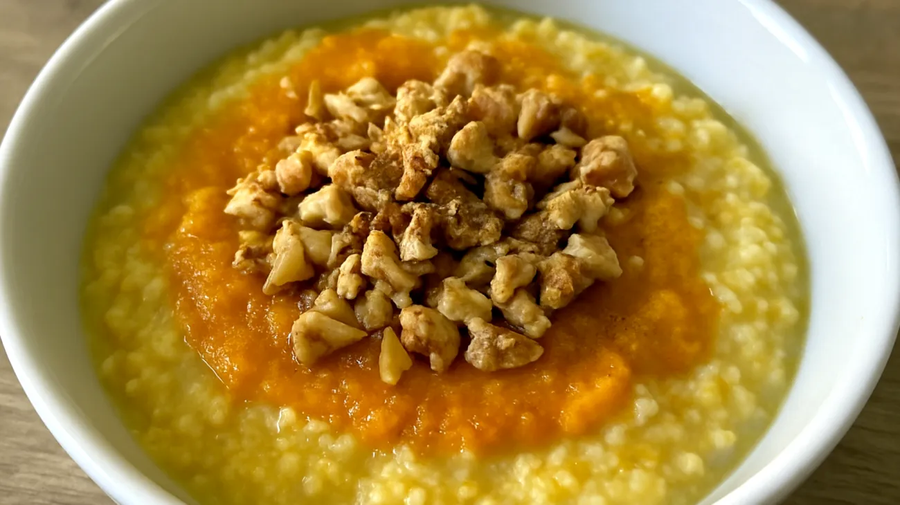 Hirse-Kürbis-Porridge mit Walnüssen und Zimt"