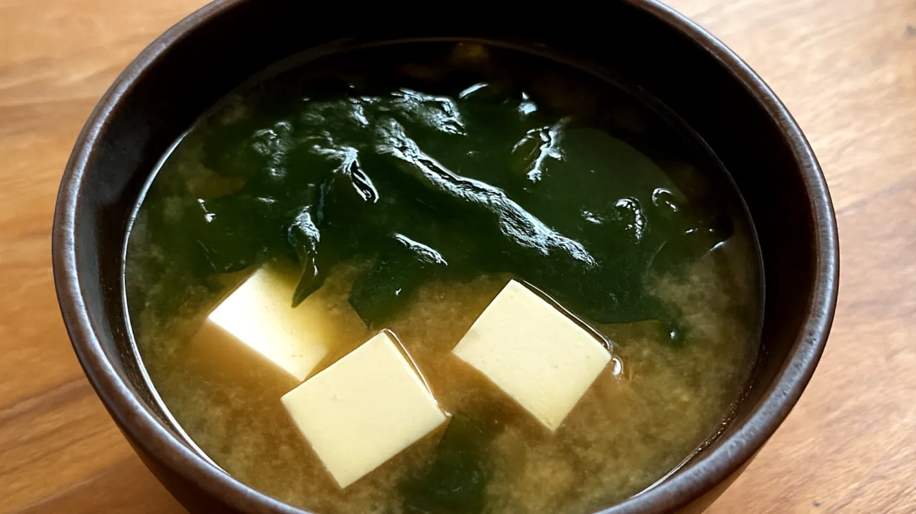 Miso-Suppe mit Wakame-Algen und Silken-Tofu"